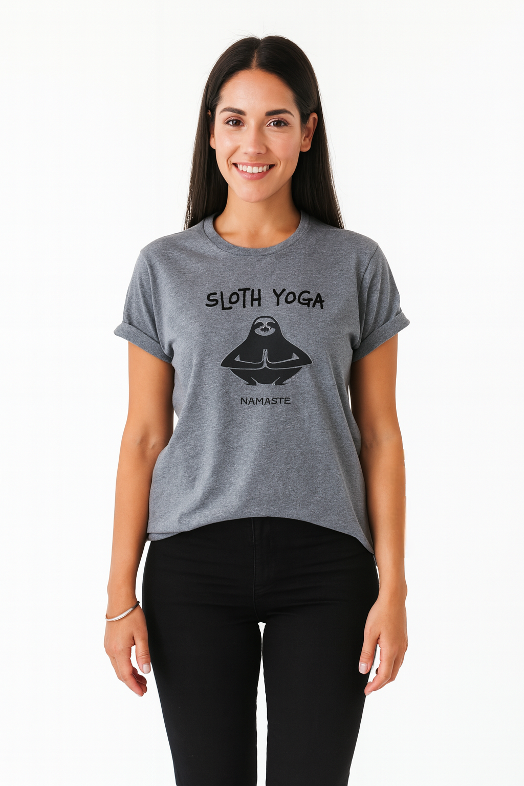 Printed sloth yoga t-shirt