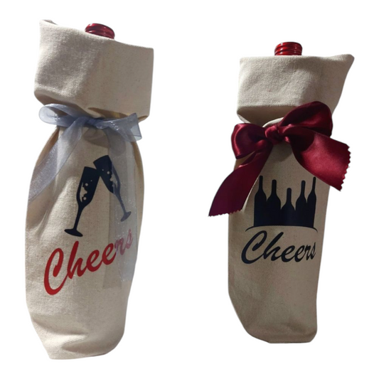 Set of two printed wine bags